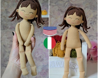 Crochet body doll amigurumi pattern Eng Ital PDF
