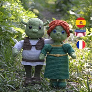 Crochet ogre and ogre princess amigurumi pattern Eng FR Esp PDF 2 in 1
