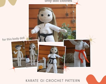 Häkelanleitung Karate GI für Puppe Amigurumi, nur Puppenkleidung Häkelanleitung Eng PDF