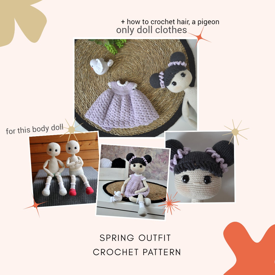Häkelanleitung für Puppenkleidung, Amigurumi, Häkelanleitung für kleine Tauben, Eng Ital PDF
