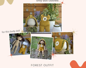 Häkelanleitung für Kleidung für eine Puppe, Häkeln eines Overall, Schuhe, einer Mütze, einer Bluse für Puppen-Amigurumi, Eng PDF