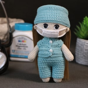 Crochet nurse doll pattern amigurumi, crochet doctor doll pattern Eng PDF