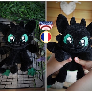 Crochet black dragon amigurumi pattern Eng FR PDF