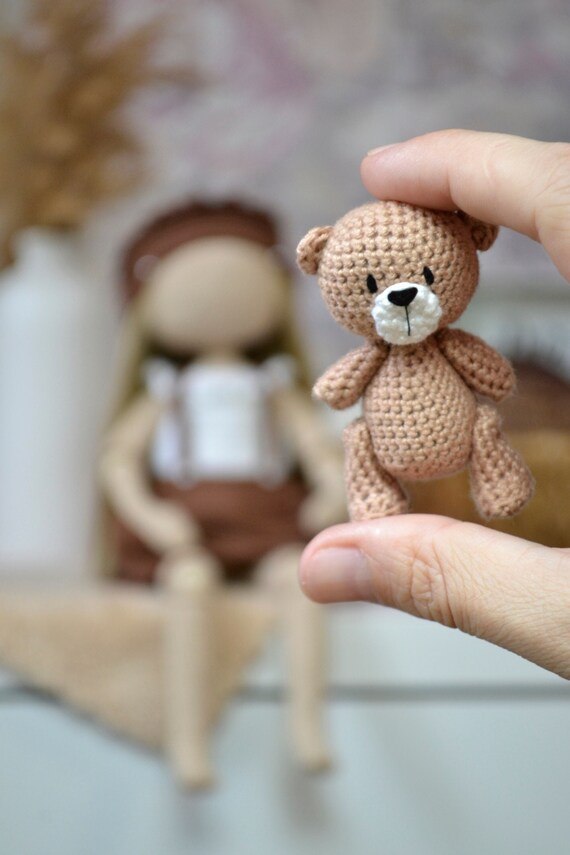 Crochet tiny bear amigurumi pattern, crochet toy for doll pattern Eng PDF