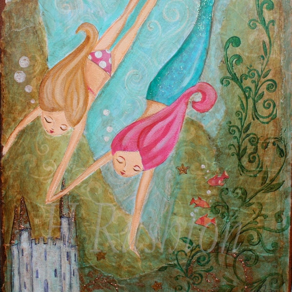 Mermaid Wall Art Kids Art Children Decor Mermaid Decor Etsy