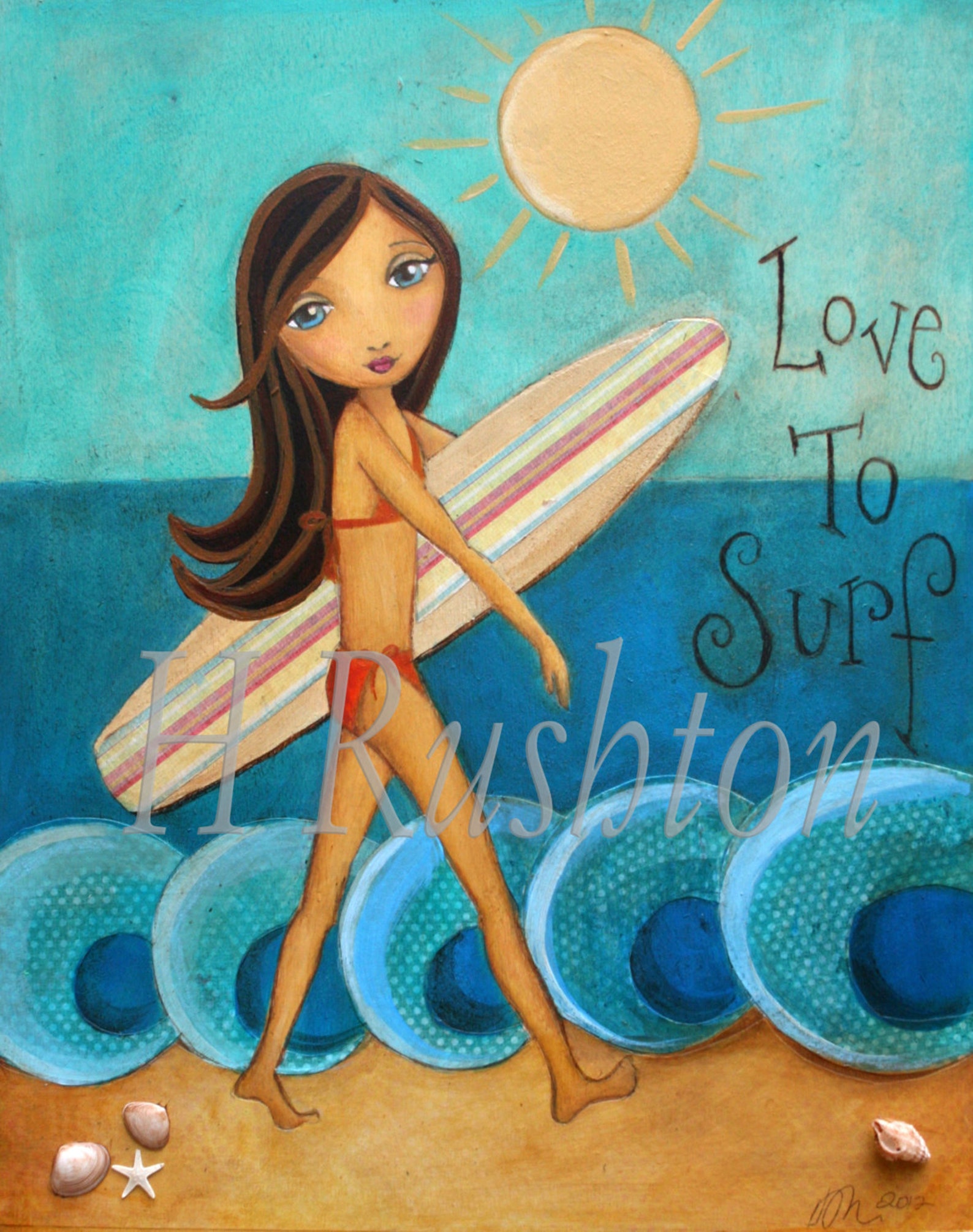 Surfer Girl Art Beach Room Kids Wall ArtSurf Etsy