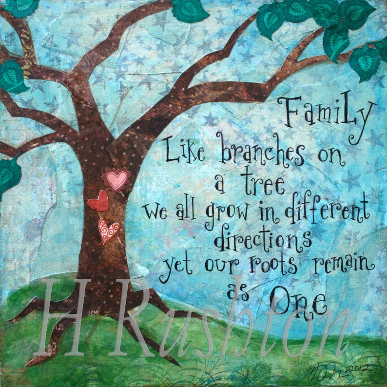 family quote family tree art mixed media art print home etsy