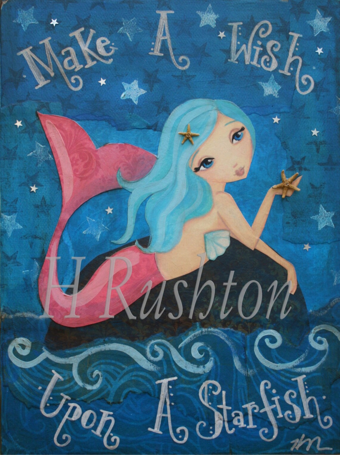 Mermaid Art Children's Art Mermaid Decor Mermaid Wall Etsy
