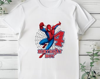 Custom Spiderman Birthday Boy T-shirt, Superhero Tee