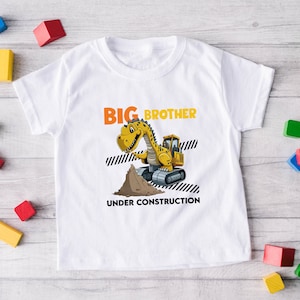 Big Brother Under Construction T-shirt, Sibling T-shirt, Big Bro T-shirt, Pregnancy Announcement T-shirt, Gift for Kids, Big Brother Digger