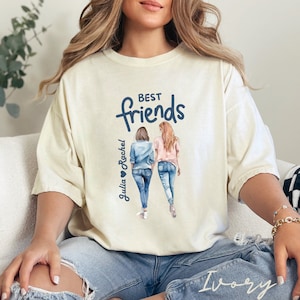 Personalized Best Friend Comfort Colors Unisex T-shirt, Personalized Gift For Best Friend T-shirt, Bestie Matching T-shirt, Gift For Bestie