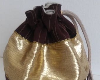 Brown Pinstripe and Gold Dice bag