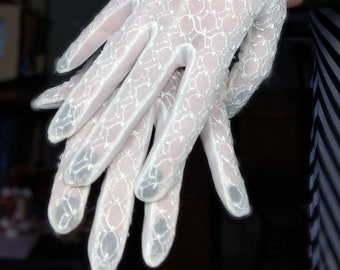 Vintage Sheer White Bridal or Costume Gloves