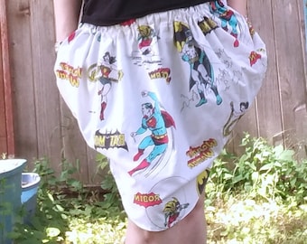 Vintage DC Superheroes Elastic Waistband Skirt with Pockets Plus Size/Large/XL