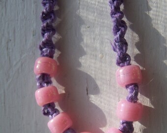 Lilac Hemp with Shimmering Pink Beads