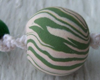 Green and White Swirl Hemp Necklace