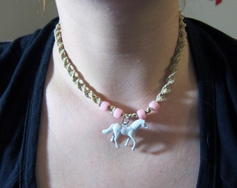 Natural Hemp with Grey Horse Pendant