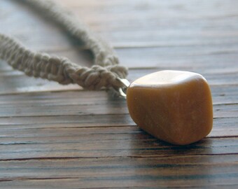 Natural Hemp with Yellow Marble Pendant