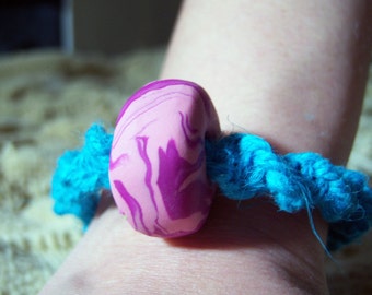 Blue Hemp Bracelet with SwirlyPurple Bead