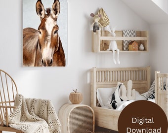 Vintage donkey prints/ Country wall art/ Farm animals prints/ Rustic farmhouse decor/Nursery kids room prints
