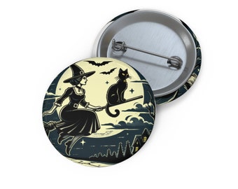 Antique Halloween Inspired 1940s Black Cat Pin Button 1.25 Halloween ...