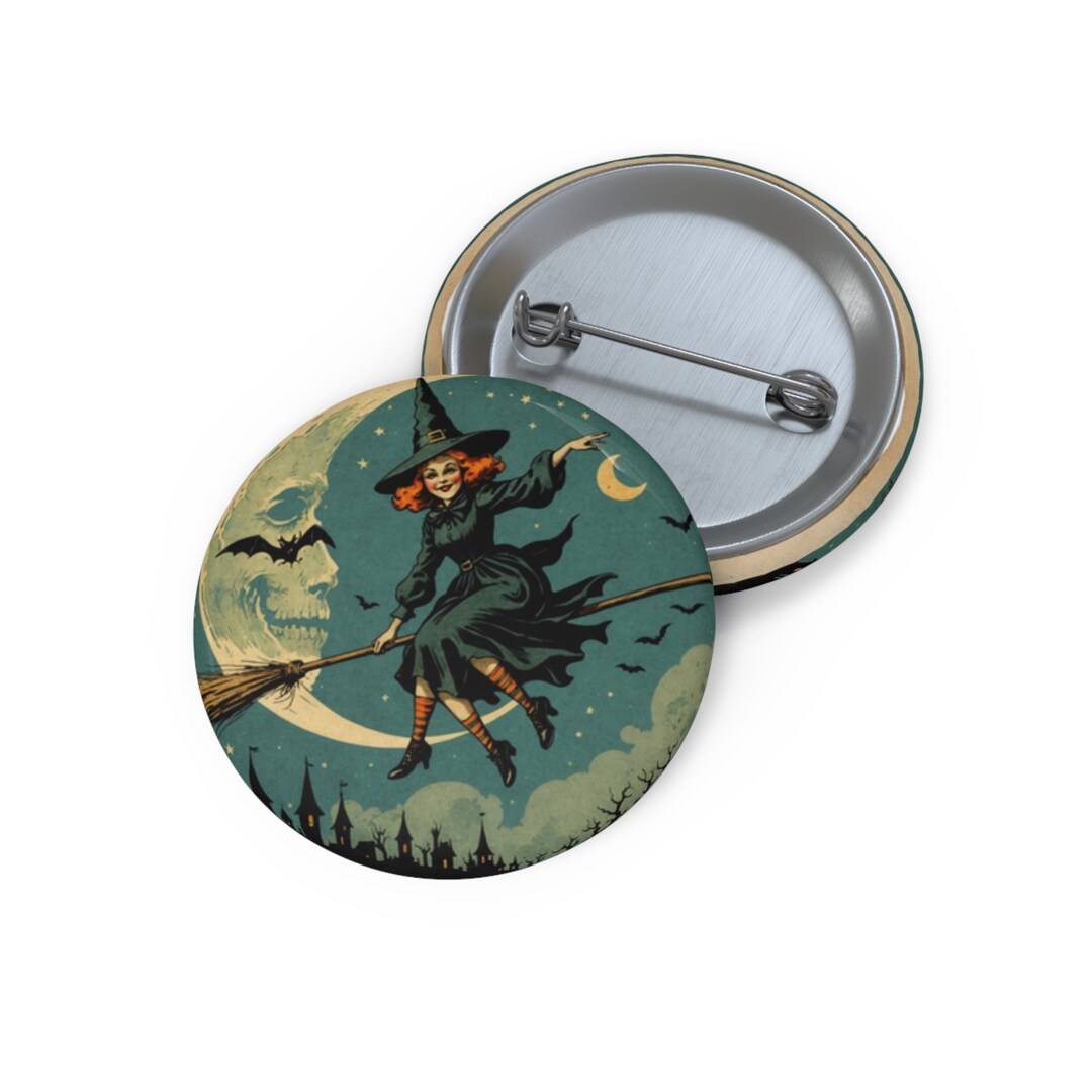 Antique Halloween Inspired 1930s Witch Halloween Pin Button 1.25 ...