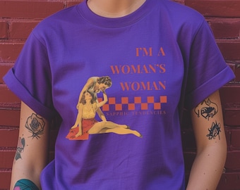 Ik ben een vrouw vrouw lesbisch shirt, retro queer tshirt, gay cadeau, oversized, LGBTQ, WLW, feministisch shirt, homoshirt