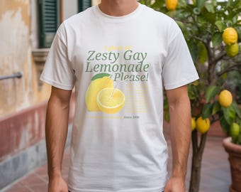 Lemons Retro Queer Graphic Shirt, Vintages Gay Lemon Label T-Shirt, LGBT Fruit Lover Tee, Cute Unisex Adult Graphic T Shirt, Cool Gay Gift