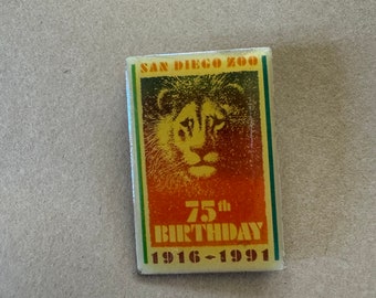 Épinglette commémorative du 75e anniversaire du zoo de San Diego, 1991