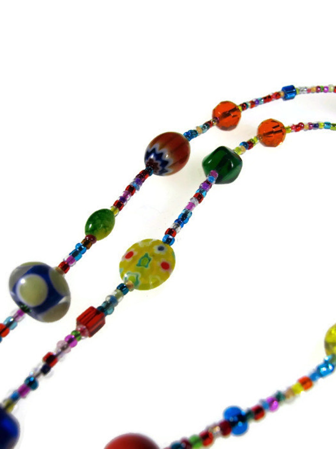 Eyeglass Chain Handcrafted With A Collage of Glass Beads in Many Colors