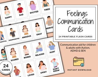 Feelings Communication Cards - Printable Communication Aid For Children and Adults with Autism, ADHD & SEN