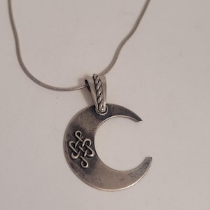 Celtic Moon Silver Pendant Necklace