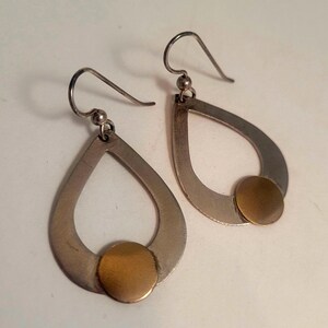 Silver and Gold Teardrop Dangle Earrings