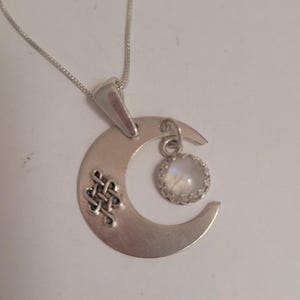 Celtic Moon with Moonstone Pendant Necklace