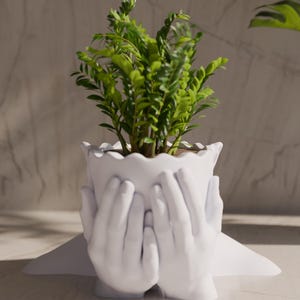 3D Printed Sad Woman Planter: Modern PLA Succulent Holder