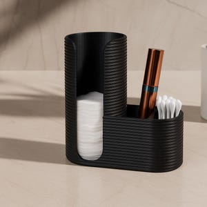 Cotton Pad & Q-Tip Holder – 3D Printed Bathroom Organizer, Modern Minimalist Decor
