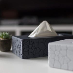 Modern 3D Printed Tissue Box Cover | Geometric Stone Pattern | Bathroom Decor | Boho Home Decor | Kleenex Box Holder
