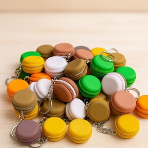 Cute Kawaii Pastel Macaron Keychain & Bag Charm – 3D Printed French Cookie Foodie Gift