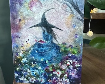 Art Print Terri Ann Foss Witch Moon Book Spring Summer Flowers Halloween