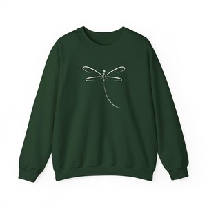 Dragonfly Sweatshirt, Pretty Outdoorsy Shirt, Cozy Campfire Sweater Forest Green