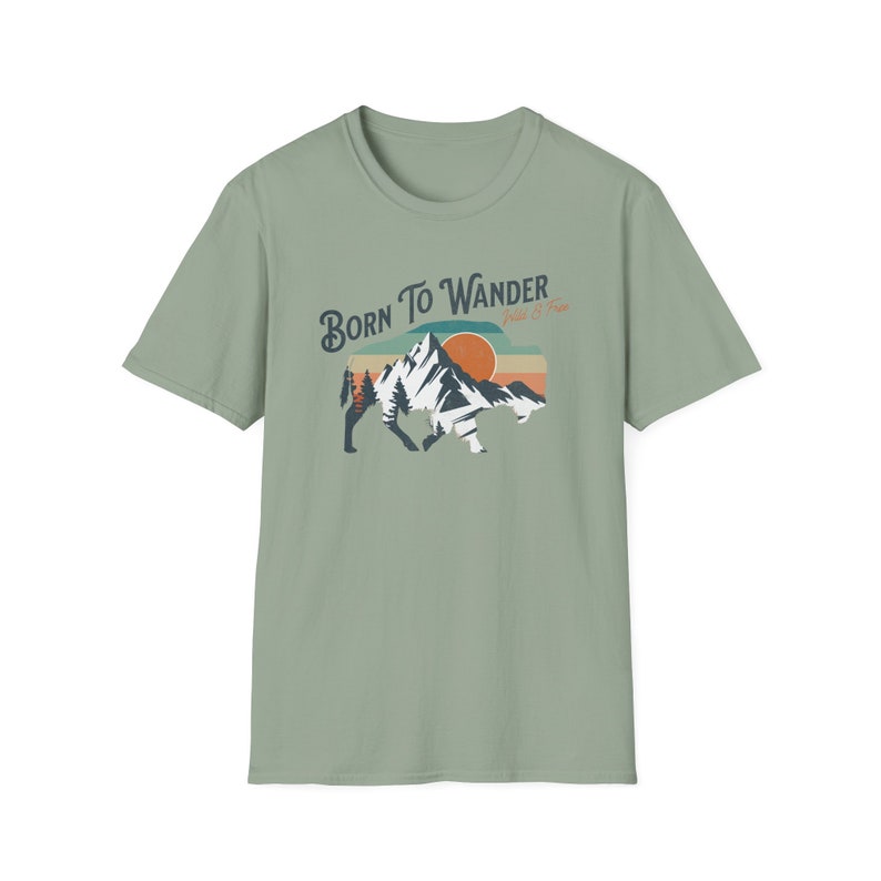 Born to Wander Bison T-shirt, Vintage Vibes, Faded Tee, Sunset Shirt ...