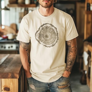 Tree Ring Print T-Shirt, Nature Inspired Tee, Outdoorsy Shirt, Nature Lover Gift