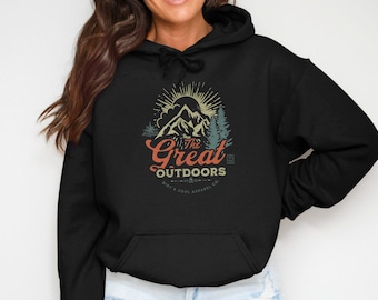 The Great Outdoors Hoodie, Adventure Inspired Hoodie, Wilderness Graphic Print, Cozy Unisex Sweatshirt, Nature Lover Gift
