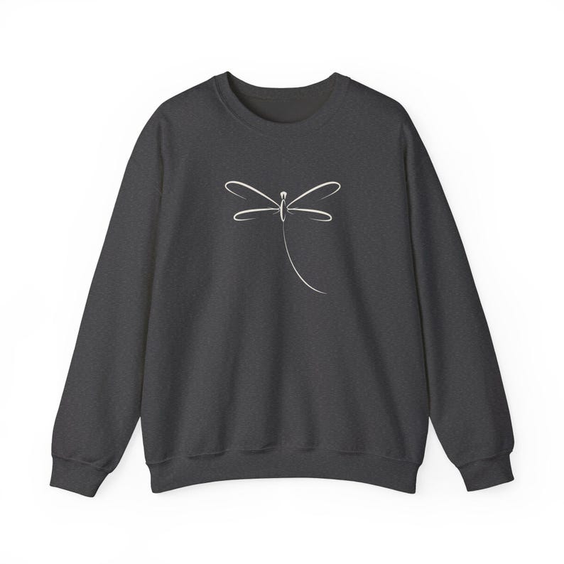 Dragonfly Sweatshirt, Pretty Outdoorsy Shirt, Cozy Campfire Sweater Dark Heather