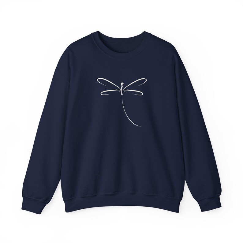 Dragonfly Sweatshirt, Pretty Outdoorsy Shirt, Cozy Campfire Sweater Navy