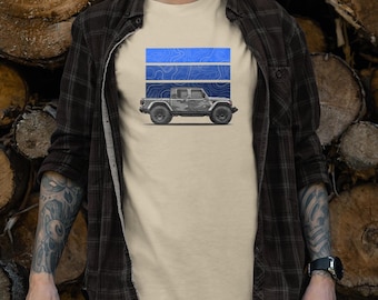 Gladiator T-Shirt, Off-Road Adventure Gear, Outdoor Enthusiast Apparel, Terrain Map Design