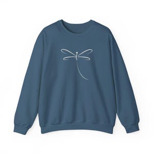 Dragonfly Sweatshirt, Pretty Outdoorsy Shirt, Cozy Campfire Sweater Indigo Blue
