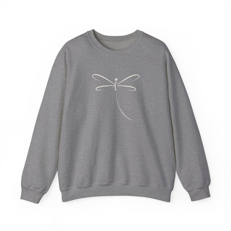 Dragonfly Sweatshirt, Pretty Outdoorsy Shirt, Cozy Campfire Sweater Graphite Heather