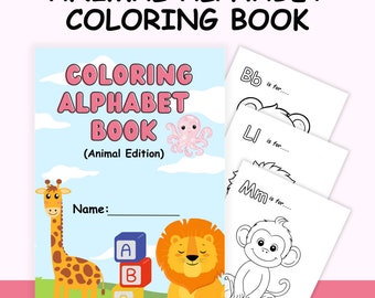 Libro da colorare con alfabeto animale - A-Z per bambini - Download digitale - Fogli da colorare per bambini