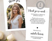 Arch Top Graduation Thank You Template, Self Edit Modern Grad Thank You Card, DIY Printable Graduation Stationery, Print at Home Invite 013